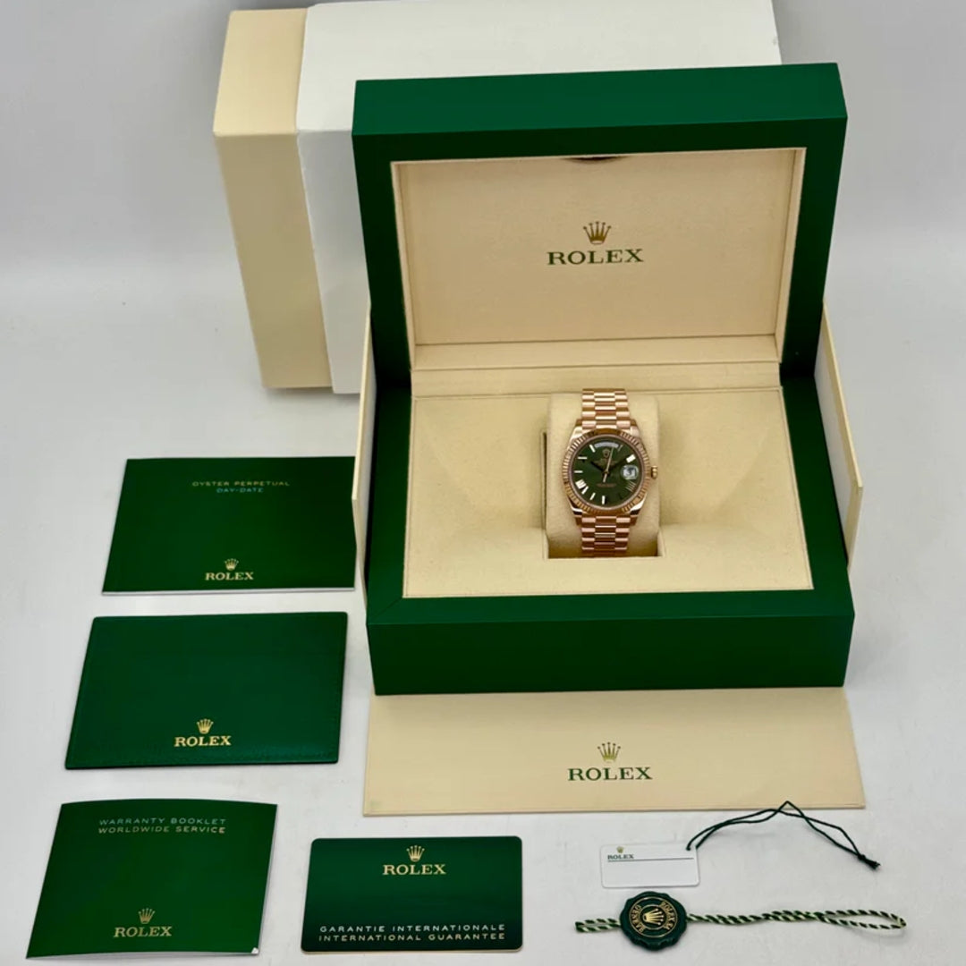 Daydate 40 mm Oro Rosè Quad. Verde