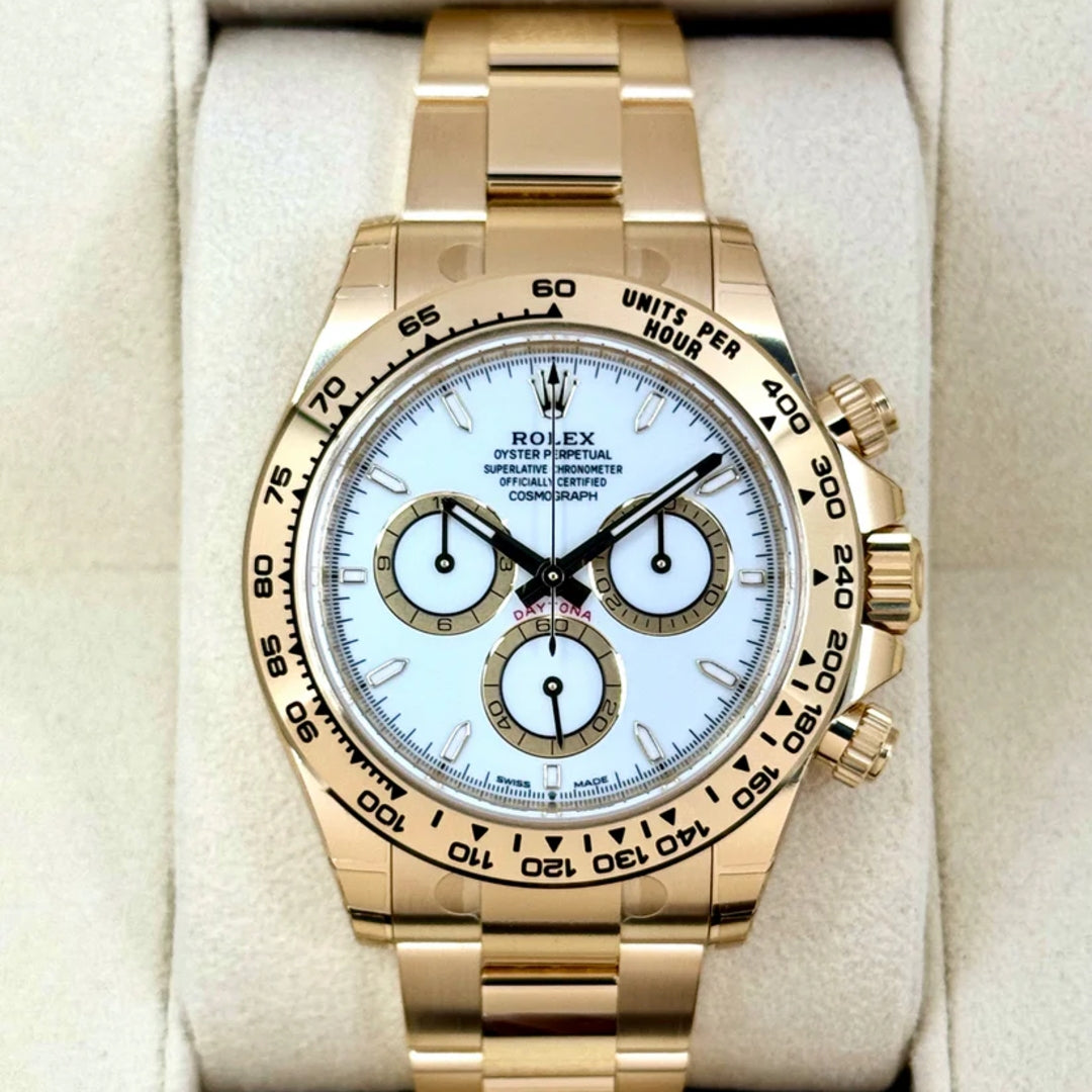 Daytona 40mm Oro giallo Quad Bianco