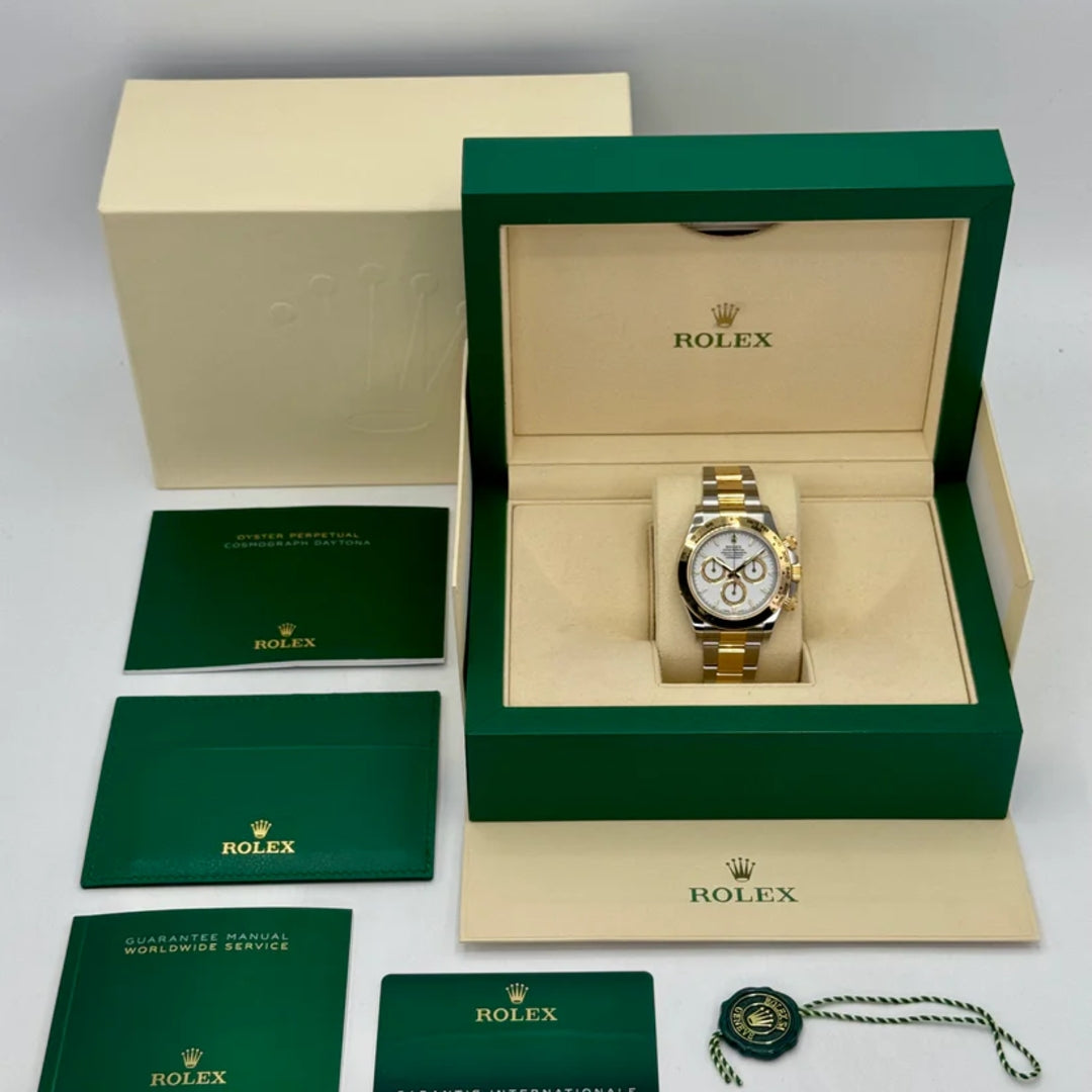 Daytona 40mm Acciaio/oro Quad Bianco