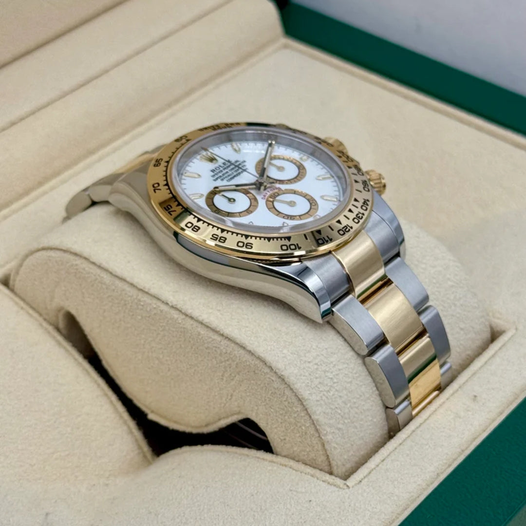 Daytona 40mm Acciaio/oro Quad Bianco