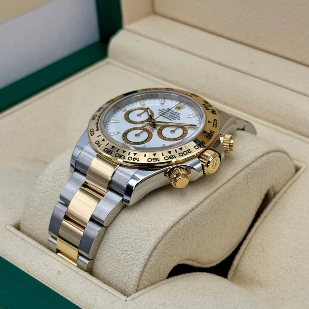 Daytona 40mm Acciaio/oro Quad Bianco