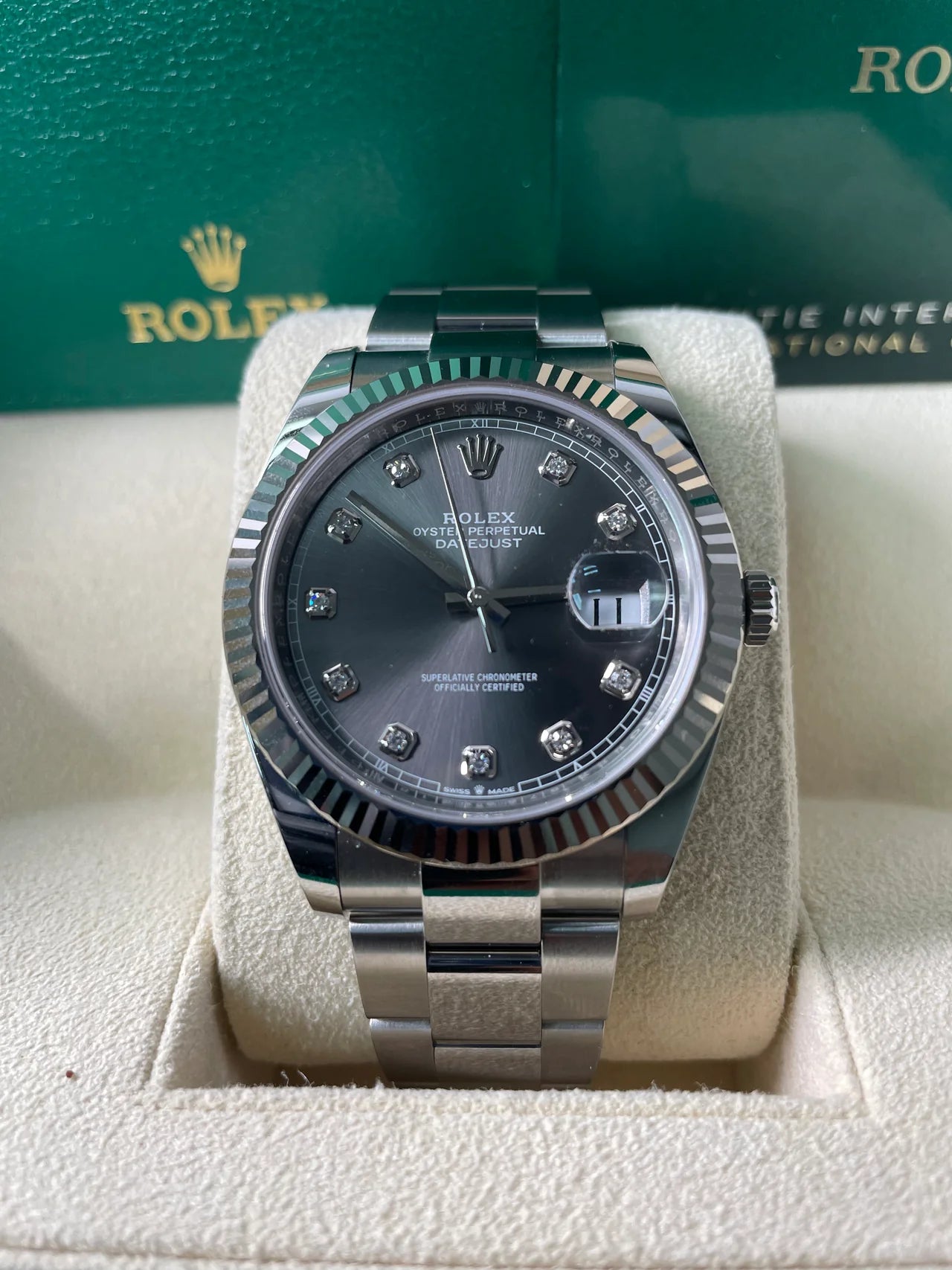 Datejust 41 mm Grigio Oyster Diamanti
